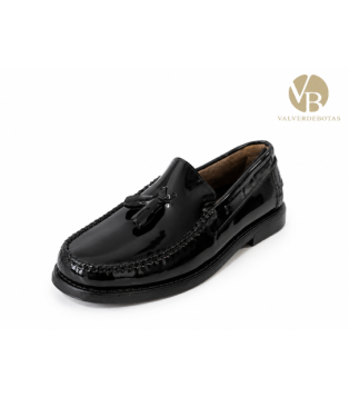 Mocasin Borlas Negro vista frontal