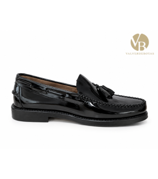 Mocasin Borlas Negro vista lateral interior